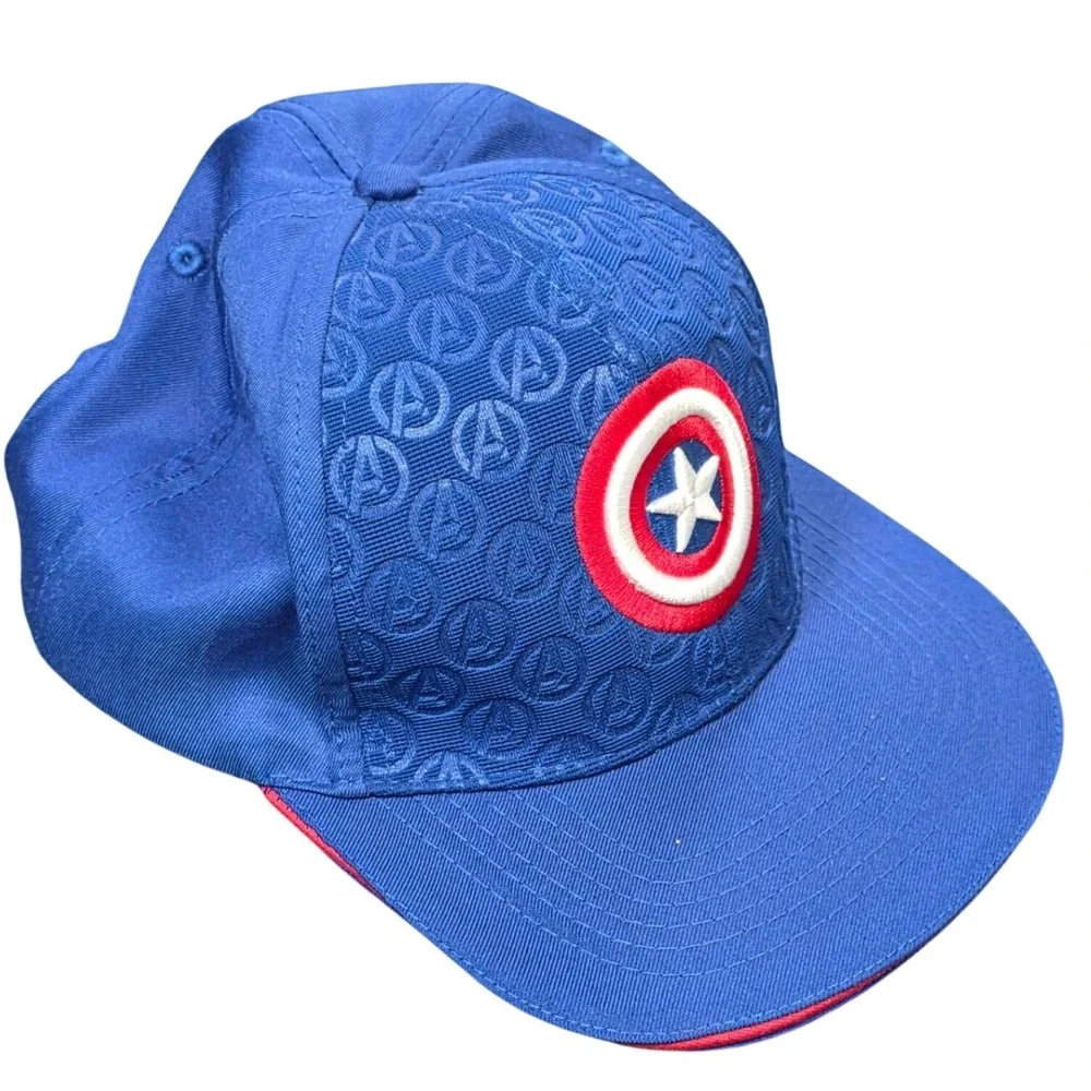 Marvel Avengers Captain America Snapback Hat Kid's OS Blue Embroidered Shield